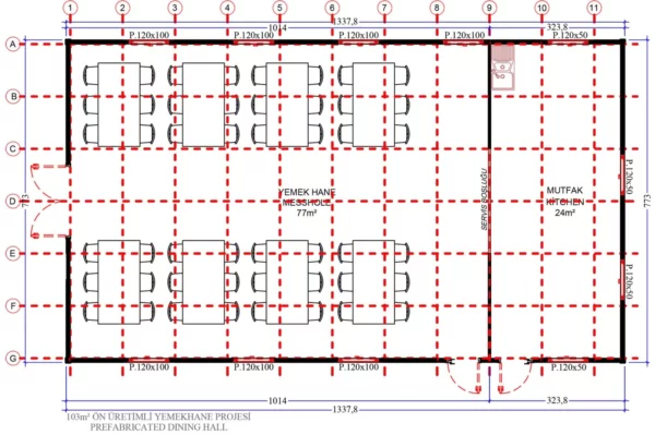 103 m² Prefabrik Yemekhane - Görsel 3