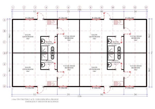 118 m² Prefabrik Acil Afet Binası - Görsel 3