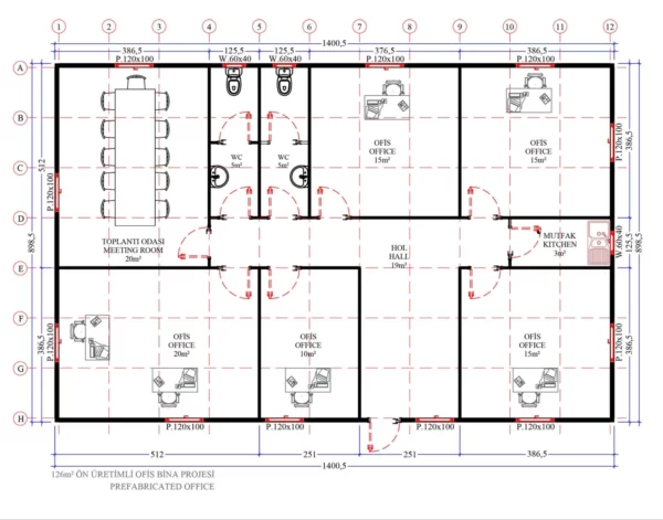 126 m² Prefabrik Ofis - Görsel 3
