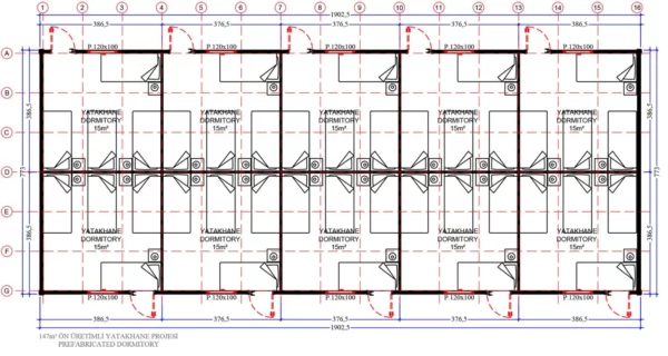 147 m² Prefabrik Yatakhane - Görsel 3