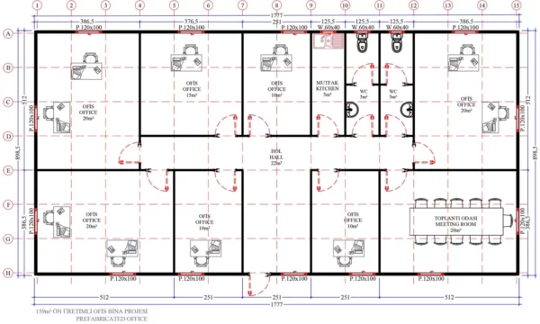 159 m² Prefabrik Ofis - Görsel 3