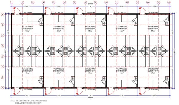 171 m² Prefabrik Yatakhane - Görsel 3