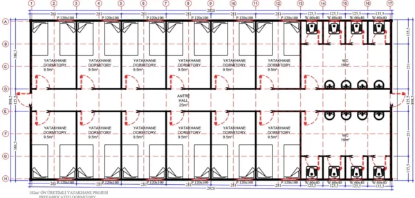 182 m² Prefabrik Yatakhane - Görsel 3