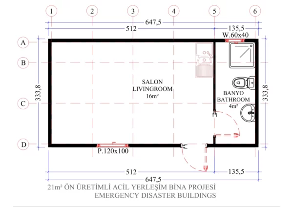 21 m² Prefabrik Acil Afet Binası - Görsel 3