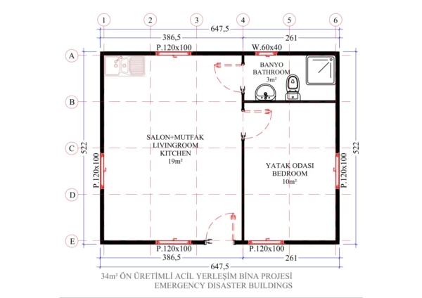 34 m² Prefabrik Acil Afet Binası - Görsel 3