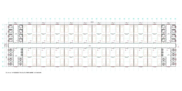 521 m² 160 Kişilik Tek Katlı Prefabrik Yatakhane – EVK4001 - Görsel 3