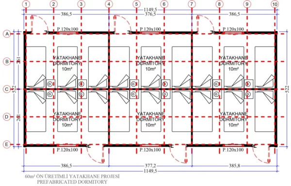 60 m² Prefabrik Yatakhane - Görsel 3