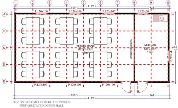 60 m² Prefabrik Yemekhane - Görsel 3