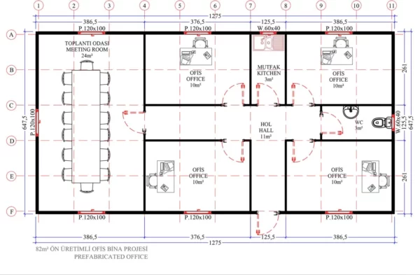 82 m² Prefabrik Ofis - Görsel 3