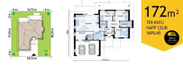172 M² Tek Katlı Hafif Çelik Yapı - Görsel 2