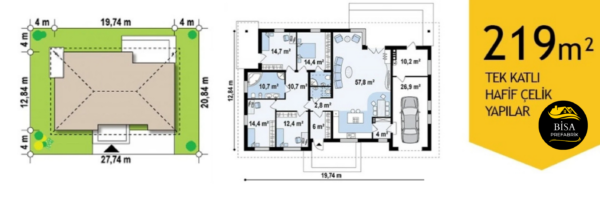 219 M² Tek Katlı Hafif Çelik Yapı - Görsel 2