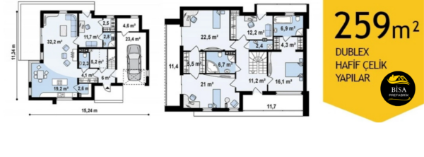 259 M² Çift Katlı Hafif Çelik Yapı - Görsel 2